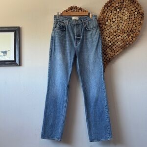 Reformation Camille Rowe Mid Rise Relaxed Straight Jeans In Loire size 29